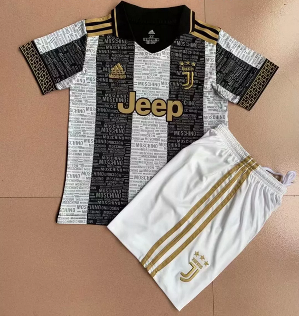 2021/22 Juventus Kids Black White Special Soccer Kits Shirt With Shorts